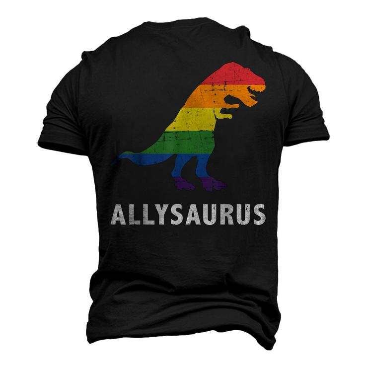 Allysaurus Dinosaur In Rainbow Flag For Ally Lgbt Pride Men's 3D T-Shirt Back Print