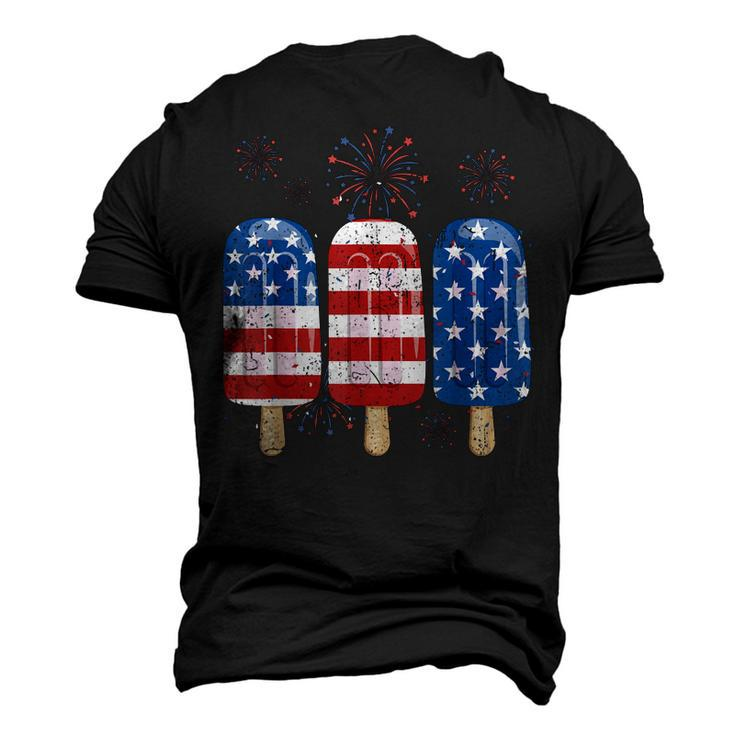 America 4Th Of July Popsicle Ice Cream Us Flag Patriotic Men's 3D T-shirt Back Print
