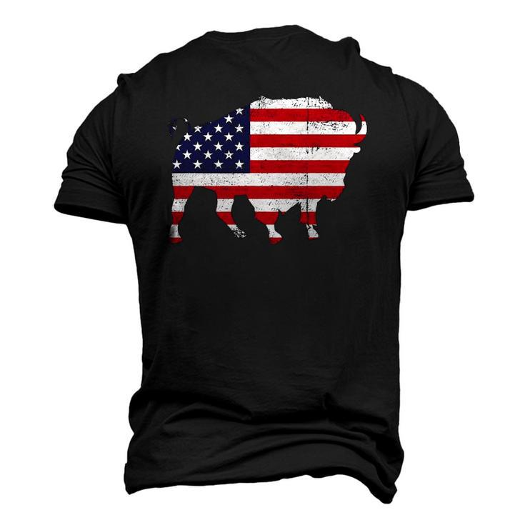 American Bison 4Th Of July Wildlife Animal Us Flag Buffalo Men's 3D T-Shirt Back Print