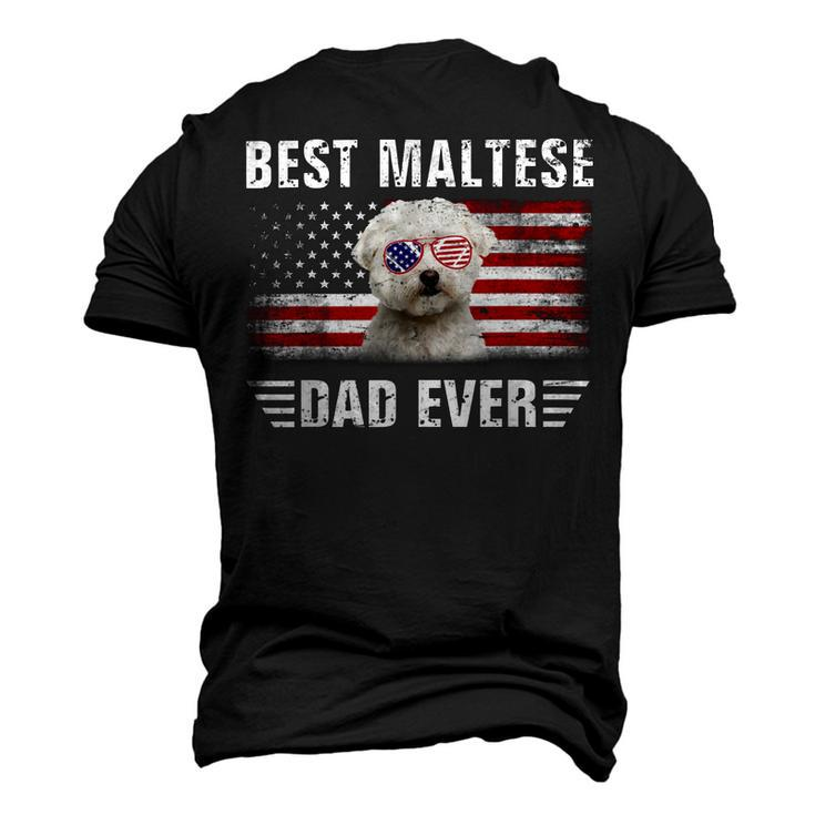 American Flag Best Maltese Dad Ever  Dog Dad Men's 3D Print Graphic Crewneck Short Sleeve T-shirt