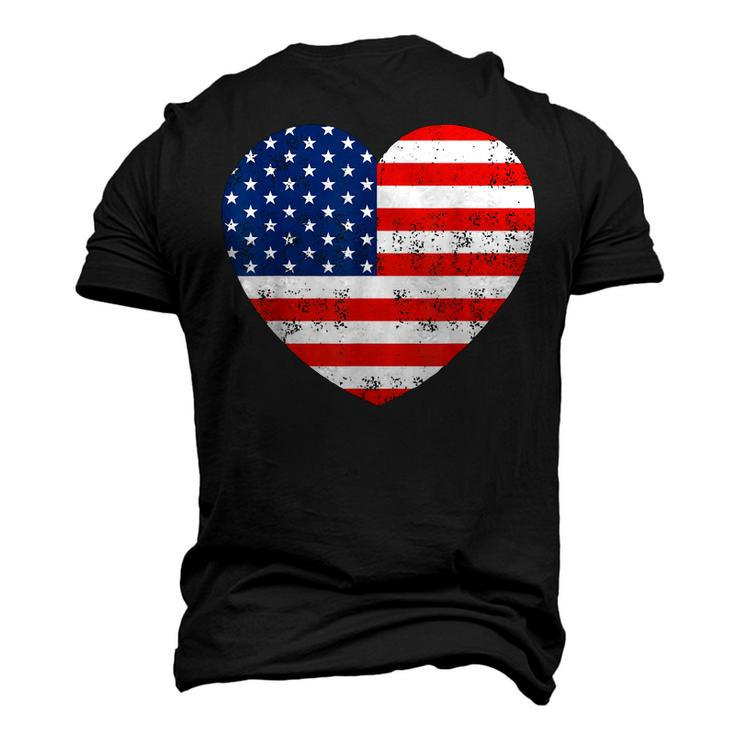 American Flag Heart 4Th Of July Usa Patriotic V2 Men's 3D T-shirt Back Print