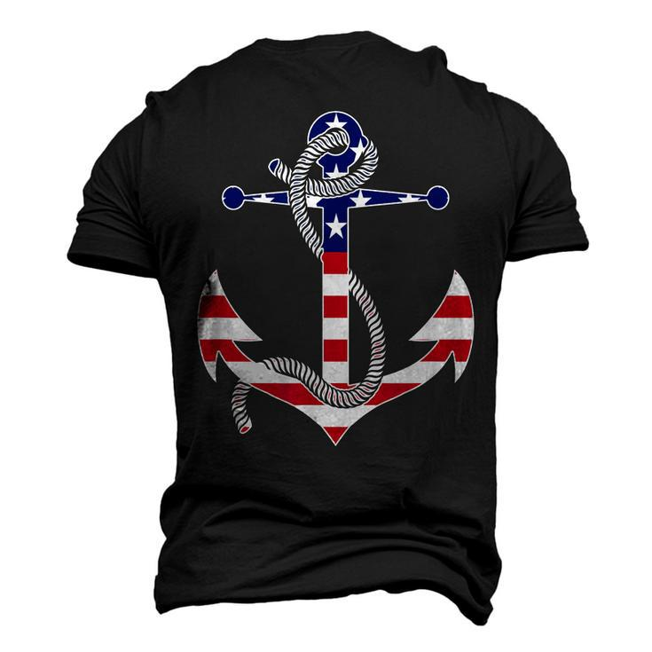 American Flag Patriotic Anchor - Memorial Day 4Th Of July Men's 3D T-shirt Back Print
