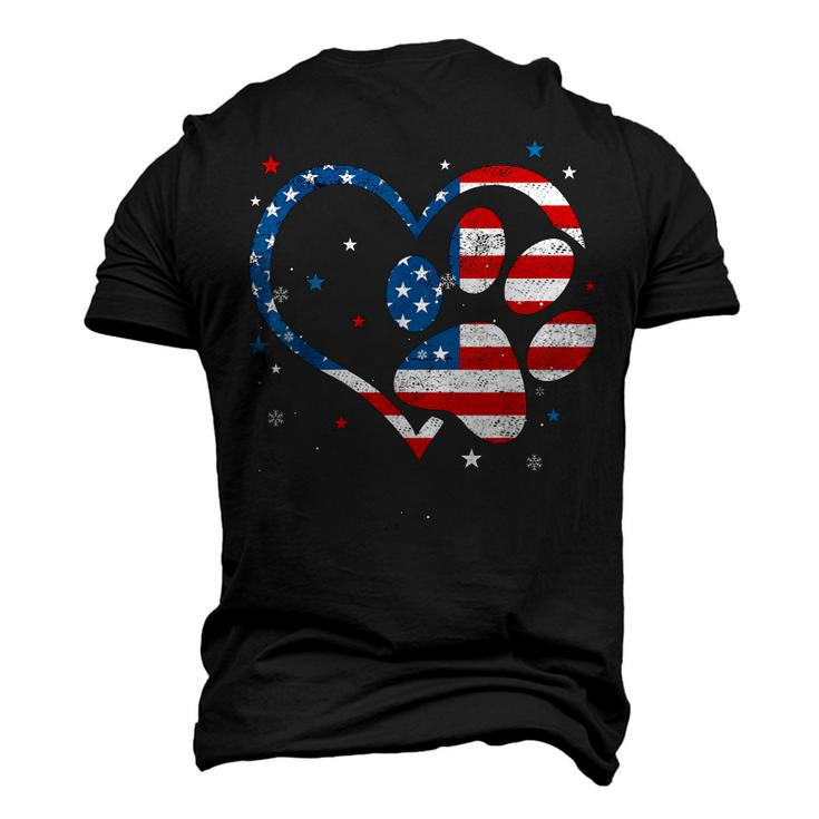 American Flag Patriotic Dog & Cat Paw Print - 4Th Of July Men's 3D T-shirt Back Print
