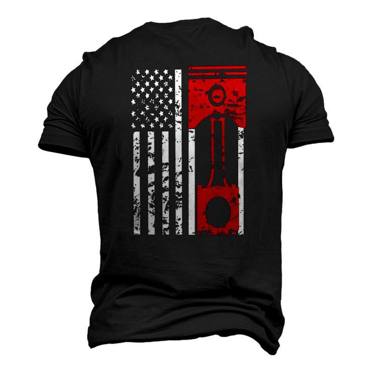 American Flag Piston Muscle Car Gears Mechanic Men's 3D T-Shirt Back Print