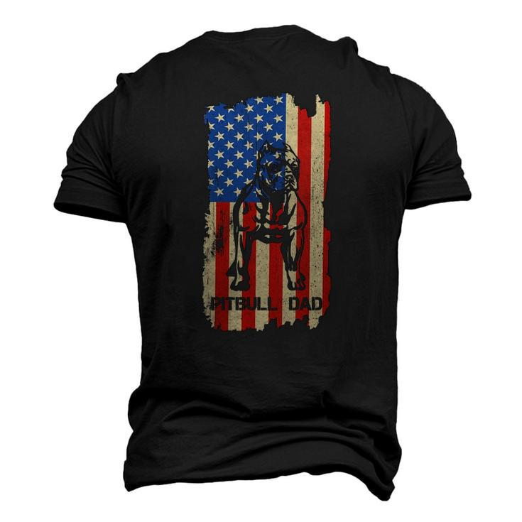 Womens American Flag Pitbull Dad Cool Dog Daddy Patriot 4Th July V-Neck Men's 3D T-Shirt Back Print