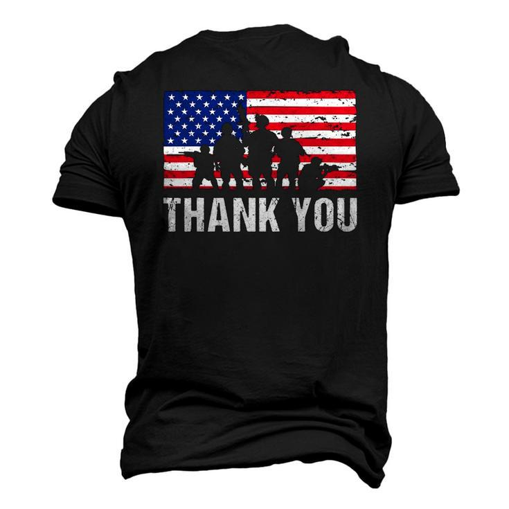 American Flag Soldiers Usa Thank You Veterans Proud Veteran Men's 3D T-Shirt Back Print