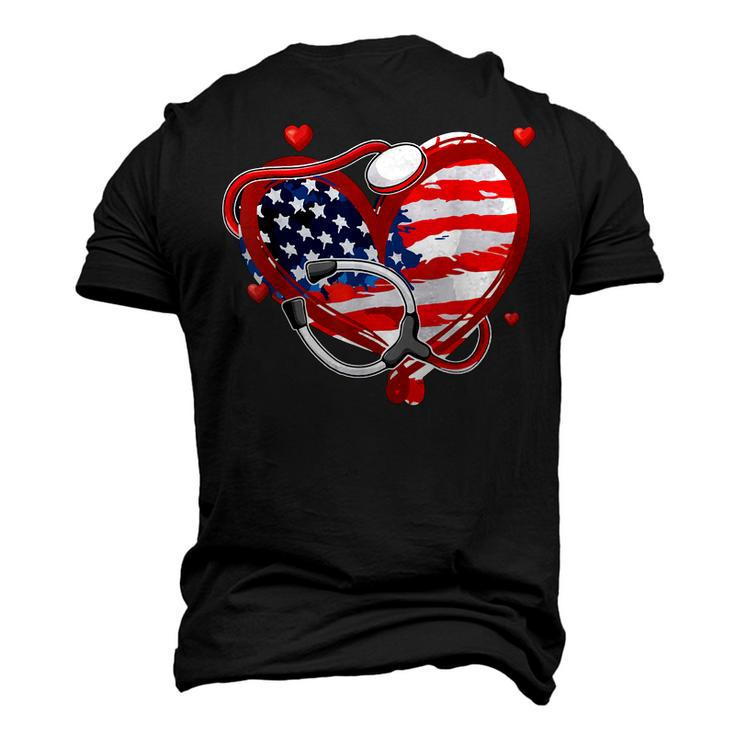 All American Nurse 4Th Of July Patriotic Usa Flag Nursing Men's 3D T-shirt Back Print