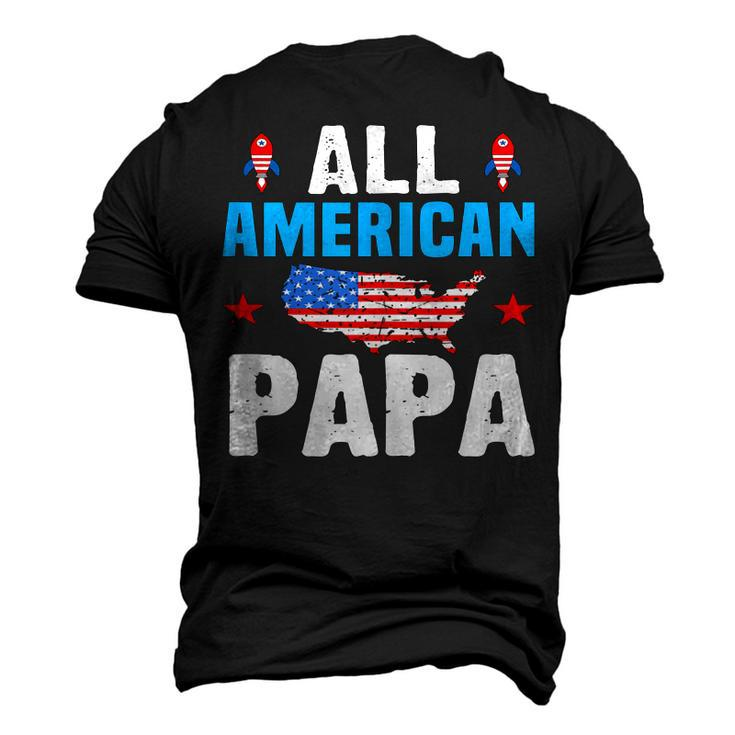 All American Papa 4Th Of July Usa Family Matching Outfit Men's 3D T-shirt Back Print