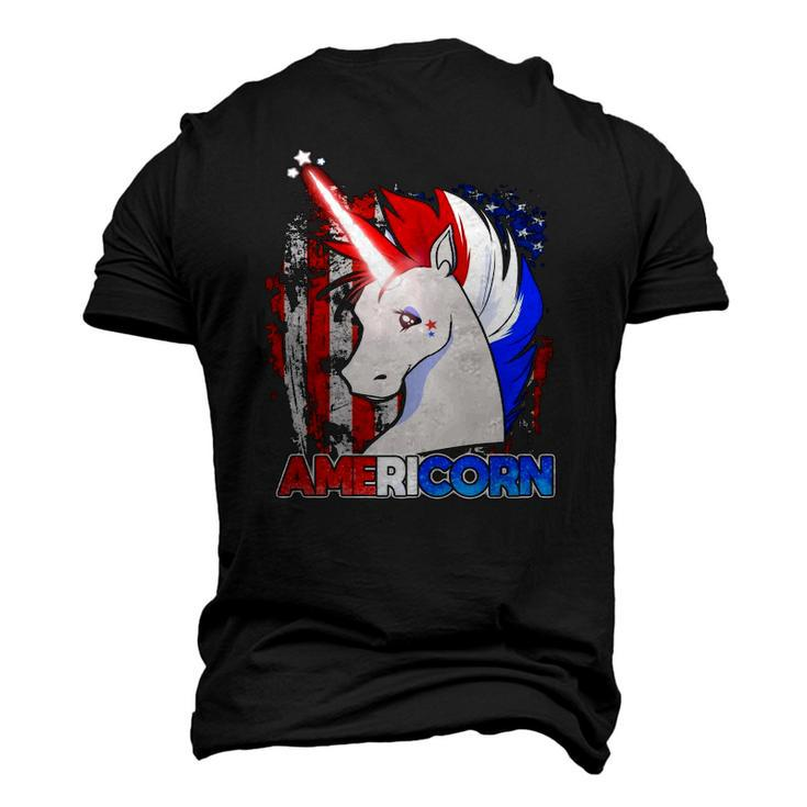 Americorn Unicorn American Flag Patriotic Men's 3D T-Shirt Back Print