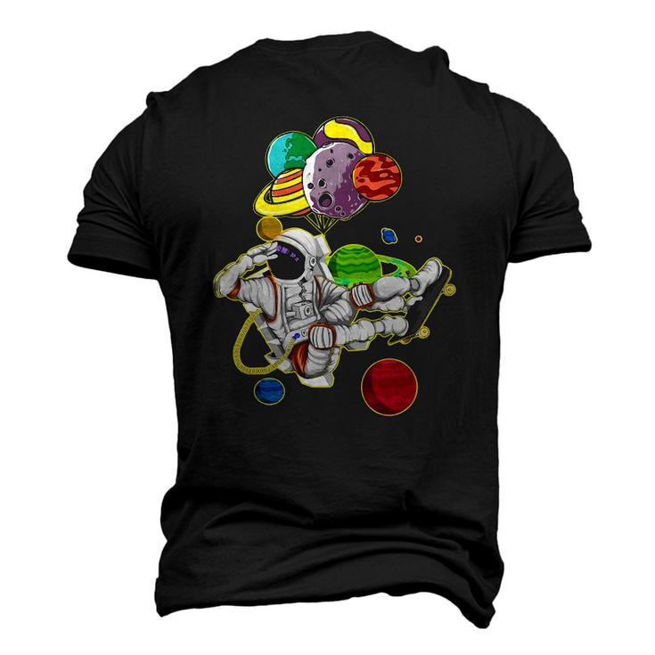 Astronaut Space Travel Planets Skateboarding Science Men's 3D T-Shirt Back Print