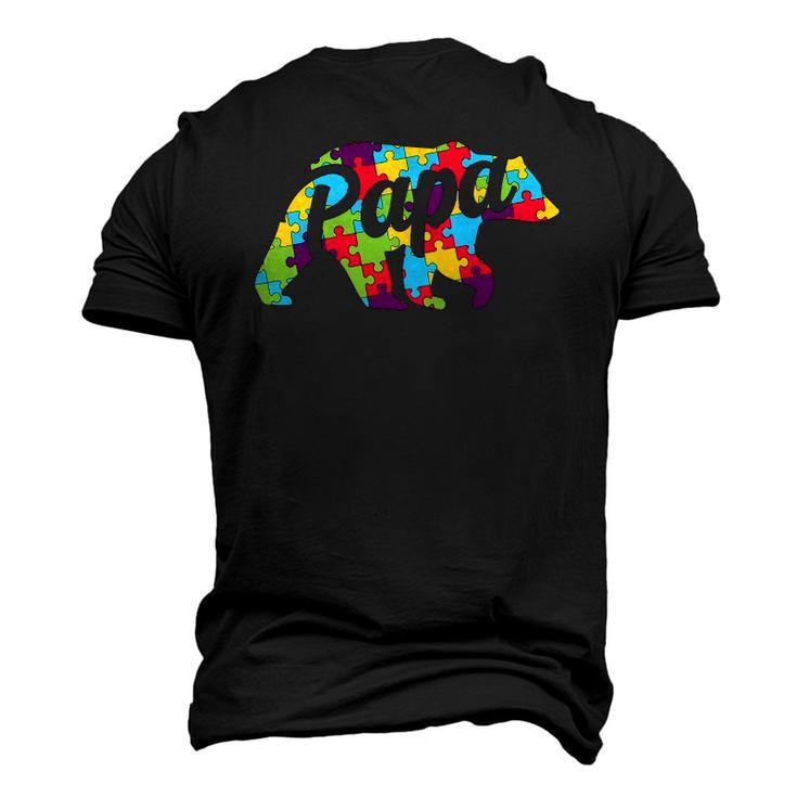 Autism Papa Bear Autism Awareness Men's 3D T-Shirt Back Print