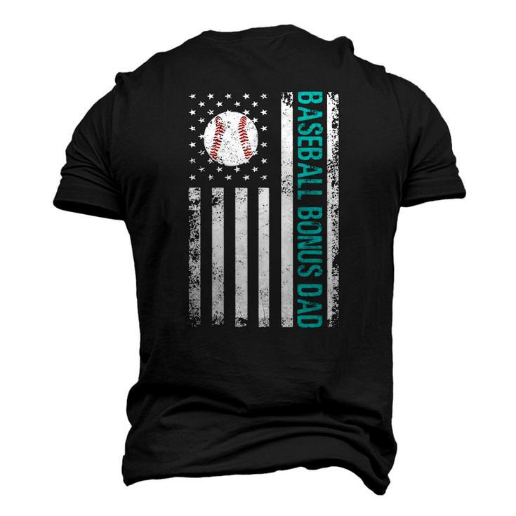 Mens Baseball Bonus Dad Us Flag Best Baseball Dad Fathers Day Men's 3D T-Shirt Back Print