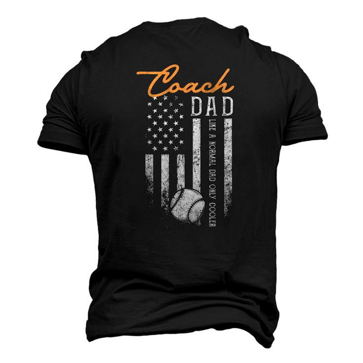 Mens Baseball Coach Dad Like A Normal Dad Only Cooler Usa Flag Men's 3D T-Shirt Back Print