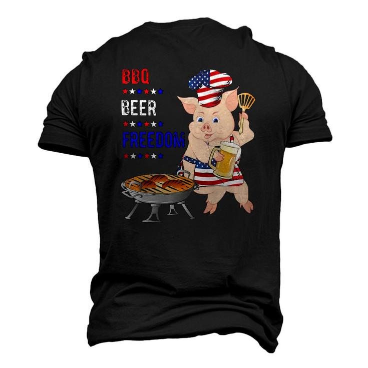 Bbq Beer Freedom Pig American Flag Men's 3D T-Shirt Back Print