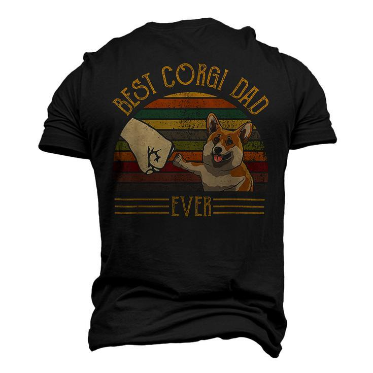 Best Corgi Dad Ever Retro Vintage Sunset Men's 3D Print Graphic Crewneck Short Sleeve T-shirt