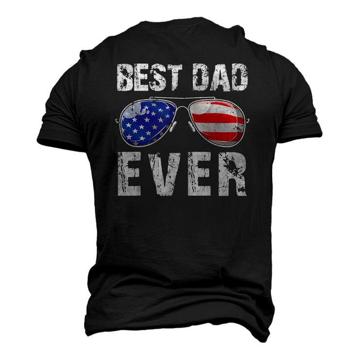 Best Dad Ever With Us American Flag Sunglasses Men's 3D T-Shirt Back Print
