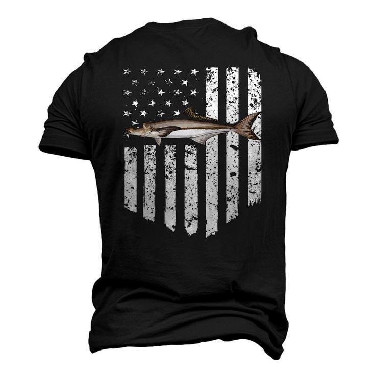 Black White American Flag Cobia 4Th Of July Fish Men's 3D T-Shirt Back Print