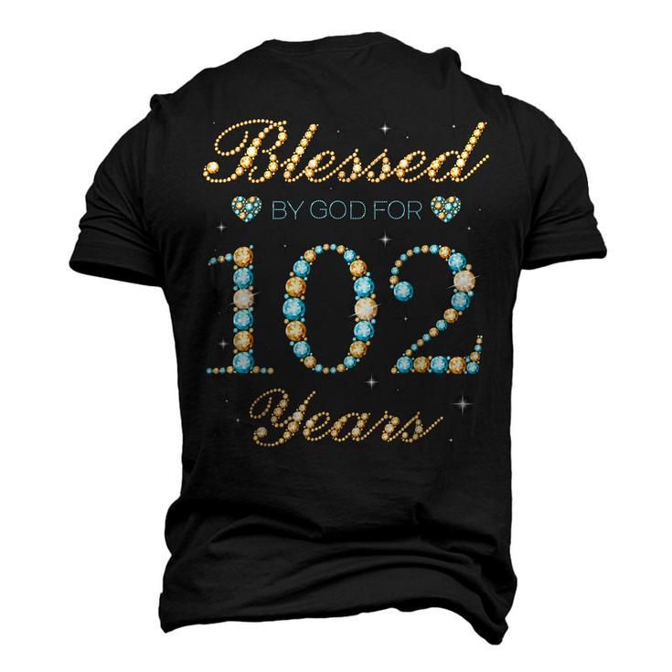 Blessed By God For 102 Years Old 102Nd Birthday Party Cute Men's 3D T-shirt Back Print
