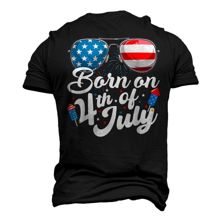 Born On 4Th Of July Birthday Sunglasses Fireworks Patriotic Men's 3D T-shirt Back Print