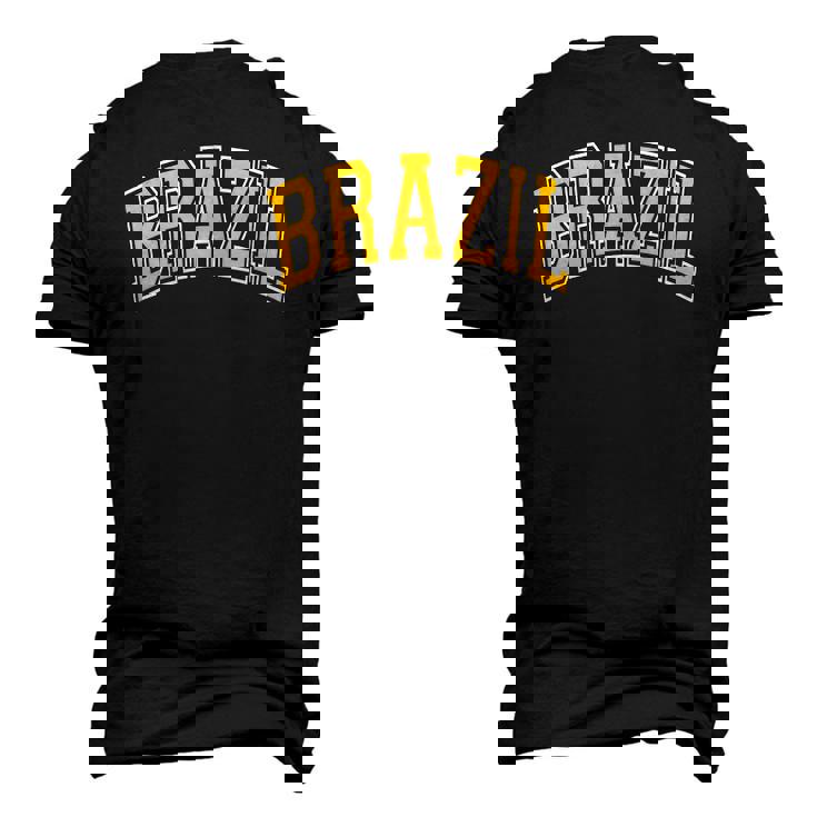 Brazil Varsity Style Amber Text Men's 3D T-Shirt Back Print