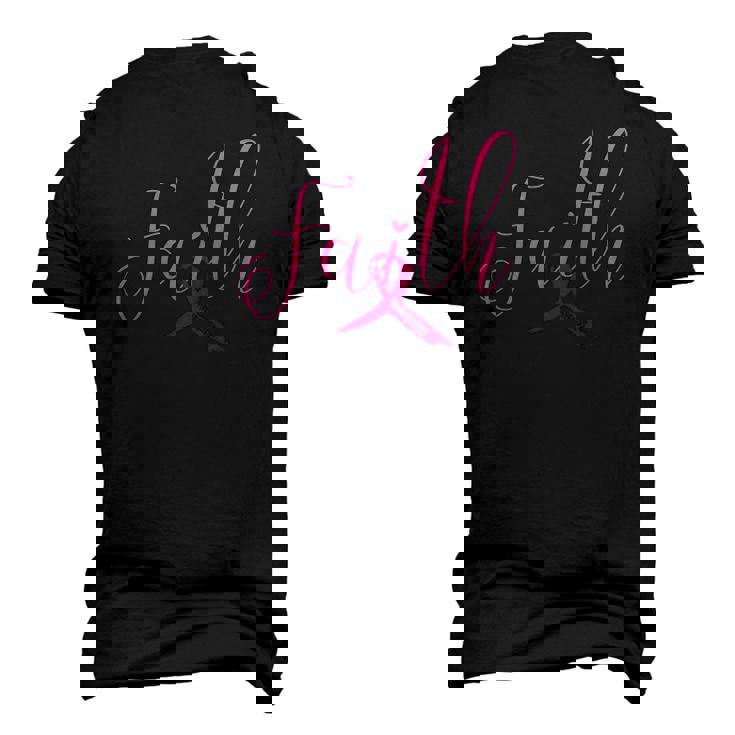 Breast Cancer Awareness Ribbon Faith Love Hope Pink Ribbon Men's 3D T-Shirt Back Print