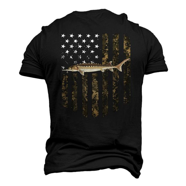 Camo American Flag Sturgeon Fishing 4Th Of July Men's 3D T-Shirt Back Print