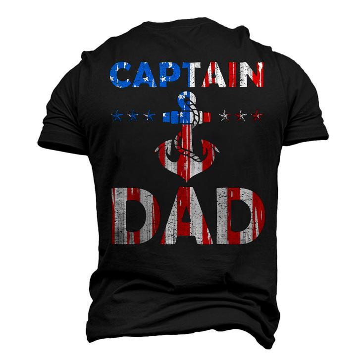 Captain Dad Boat Owner American Flag 4Th Of July Men's 3D T-shirt Back Print