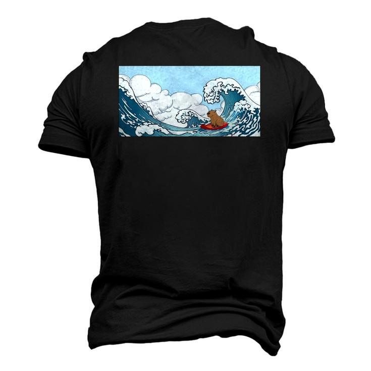 The Capybara On Great Wave Men's 3D T-Shirt Back Print