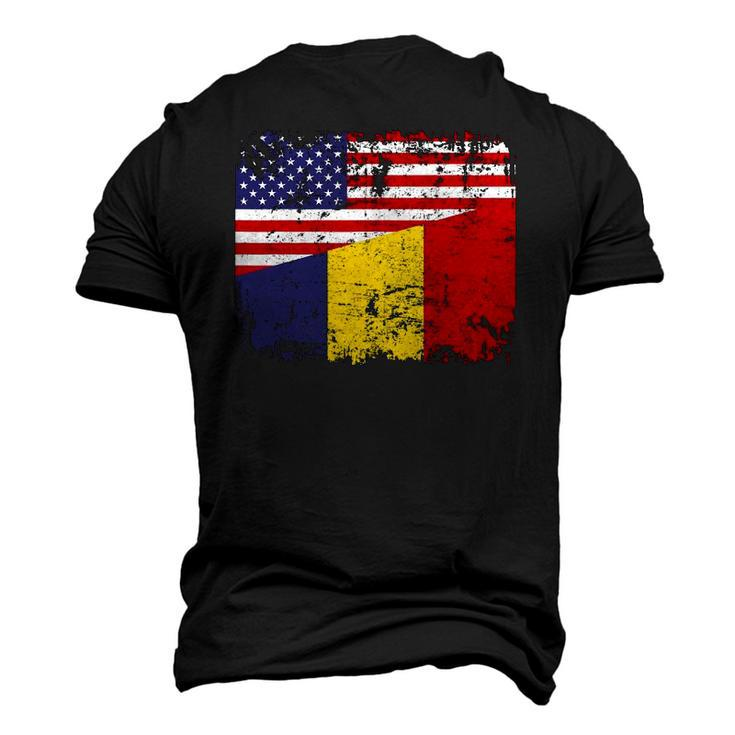 Chadian Roots Half American Flag Usa Chad Flag Men's 3D T-Shirt Back Print