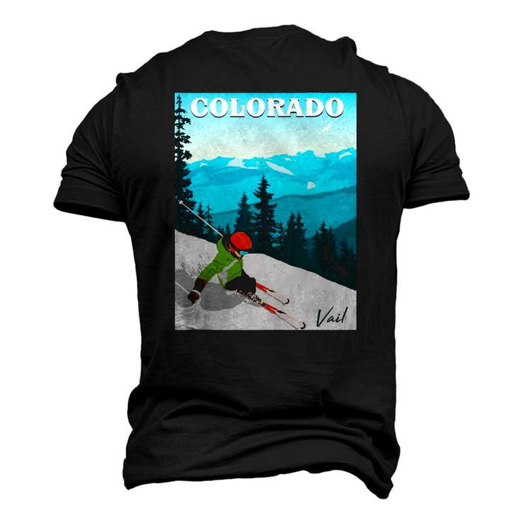 Colorado Vail Mountains Retro Travel Graphic Men's 3D T-Shirt Back Print