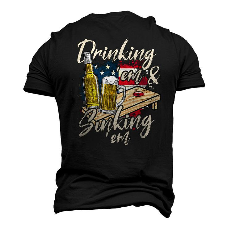 Cornhole Beer Drinking Em Sinking Em 4Th Of July Men's 3D T-shirt Back Print