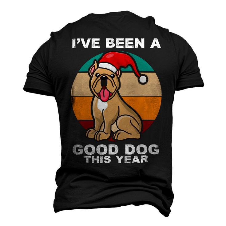 Cute Dog Christmas Pit Bull Terrier Santa Hat Retro Vintage T-Shirt Men's 3D T-shirt Back Print