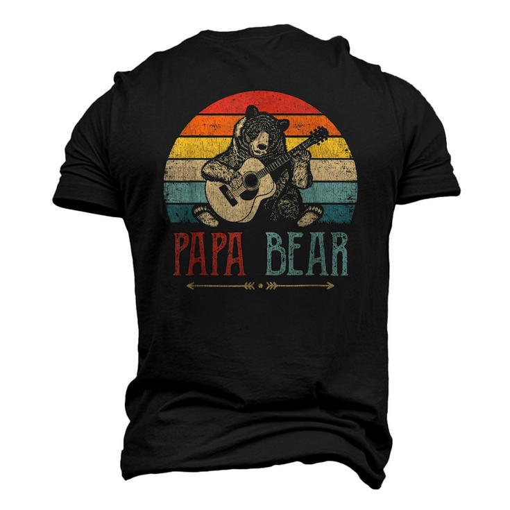 Mens Cute Papa Bear Vintage Fathers Day Retro Dad Guitar Men's 3D T-Shirt Back Print