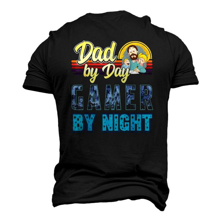 Dad By Day Gamer By Night Video Games Gaming Father Men's 3D T-Shirt Back Print