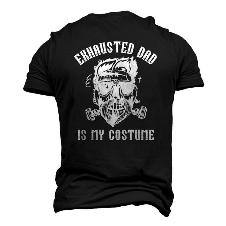 Dad Halloween Costume Exhausted Dad Skull Beard Men's 3D T-Shirt Back Print