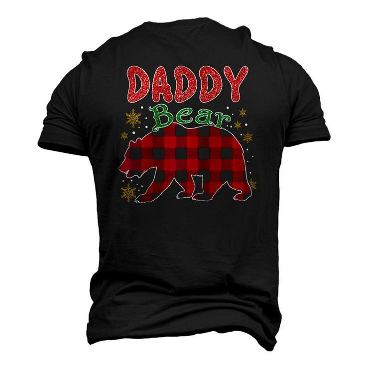 Daddy Bear Plaid Buffalo Pajama Matching Christmas Raglan Baseball Tee Men's 3D T-Shirt Back Print