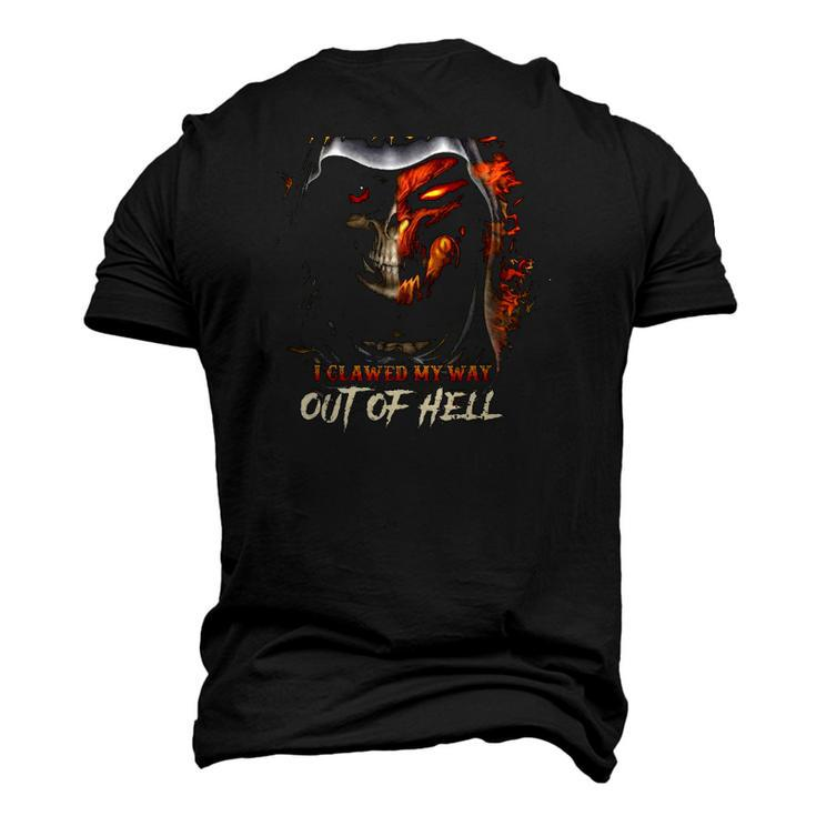 I Didnt From Heaven I Clawed My Way Out Of Hell Flaming Skull Men's 3D T-Shirt Back Print