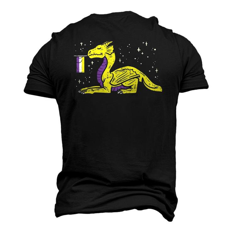 Dragon Mythical Animal Lgbtq Non-Binary Flag Genderqueer Men's 3D T-Shirt Back Print