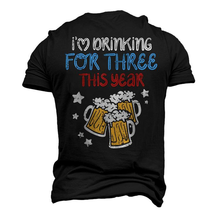 Drinking For Three Baby 4Th Of July Pregnancy Soon Dad Men's 3D T-shirt Back Print