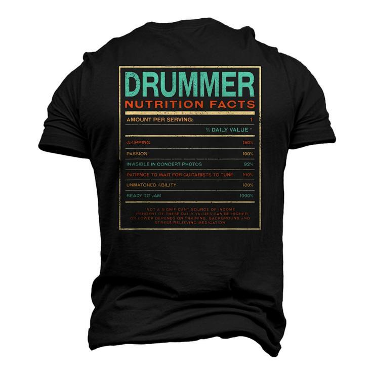 Drummer Nutrition Facts Drum Player Humor Men's 3D T-Shirt Back Print