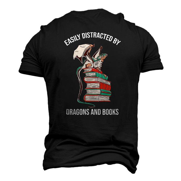 Easily Distracted By Dragons And Books Lover Men's 3D T-Shirt Back Print
