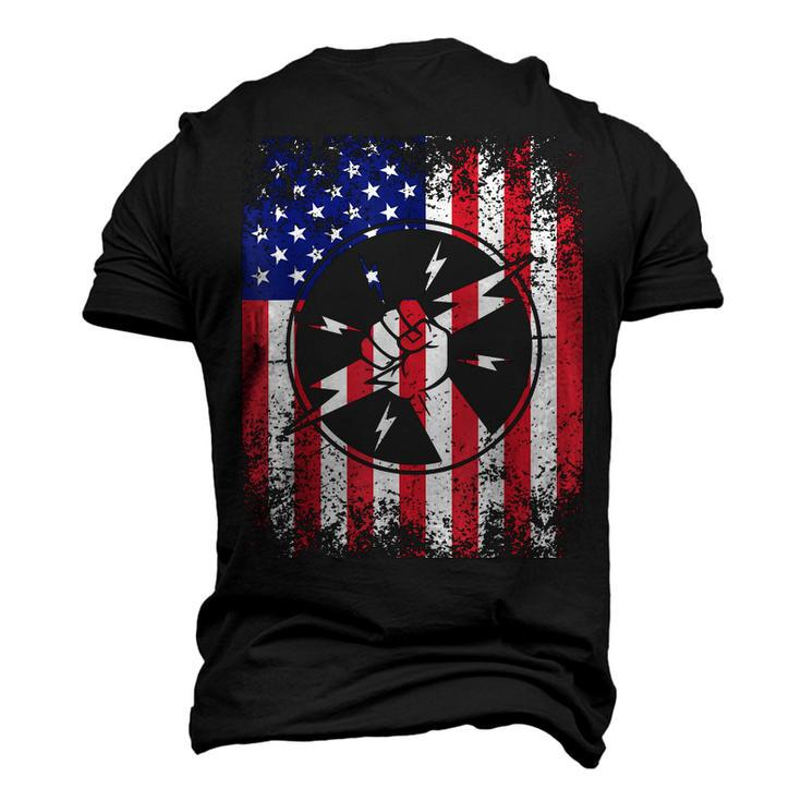 Electrician Dad Usa Flag Patriotic 4Th Of July Men's 3D T-shirt Back Print