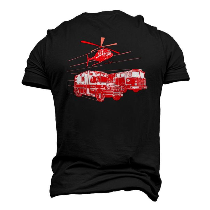 Ems Fire Rescue Truck Helicopter Cute Unique Men's 3D T-Shirt Back Print
