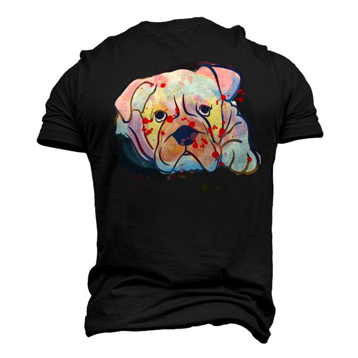 English Bulldog Abstract Watercolor Graphic Design  Men's 3D Print Graphic Crewneck Short Sleeve T-shirt