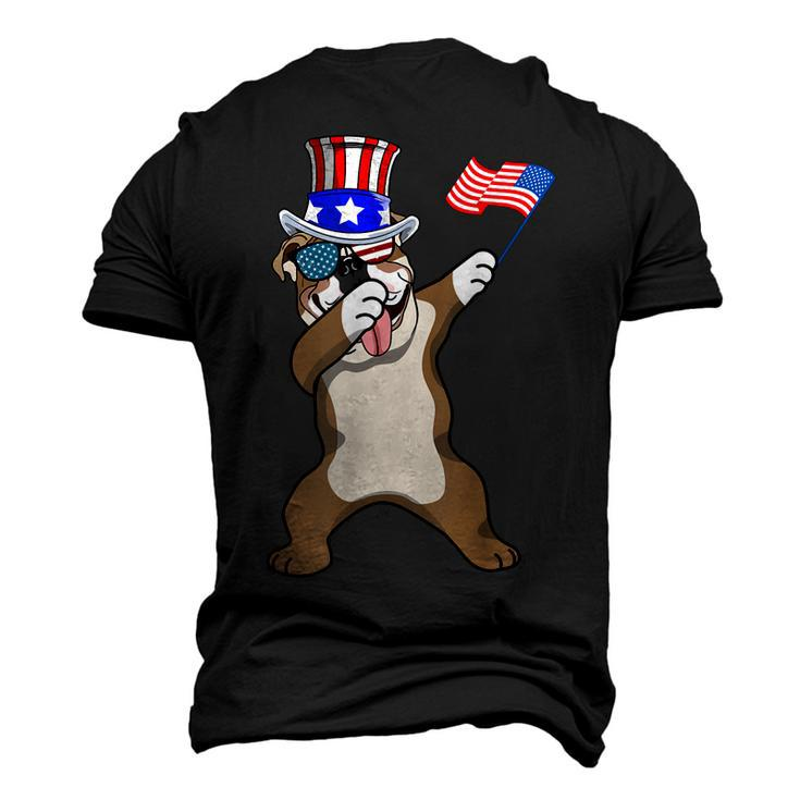 English Bulldog Dabbing Dog Dad 4Th Of July Men's 3D T-shirt Back Print