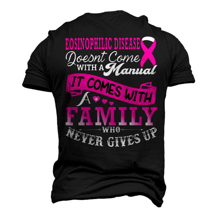 Eosinophilic Disease Doesnt Come With A Manual It Comes With A Family Who Never Gives Up  Pink Ribbon  Eosinophilic Disease  Eosinophilic Disease Awareness Men's 3D Print Graphic Crewneck Short Sleeve T-shirt