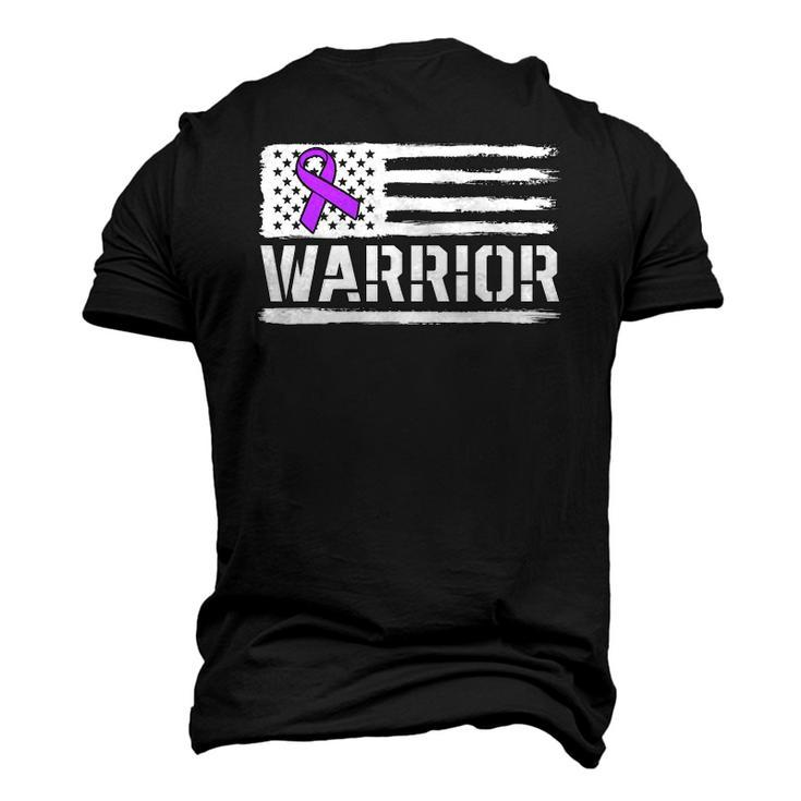 Epilepsy Warrior Purple American Flag Awareness Ribbon Men's 3D T-Shirt Back Print