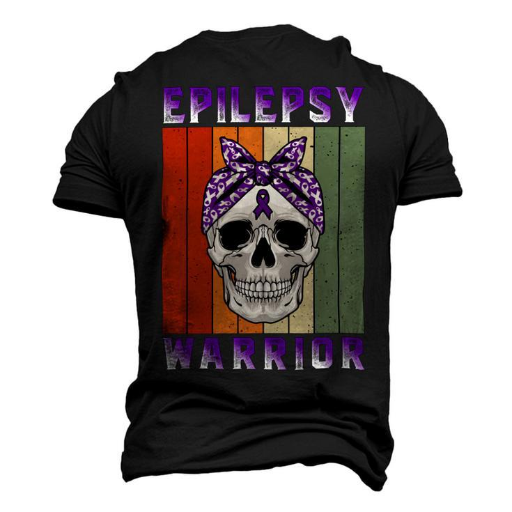 Epilepsy Warrior  Skull Women Vintage  Purple Ribbon  Epilepsy  Epilepsy Awareness Men's 3D Print Graphic Crewneck Short Sleeve T-shirt