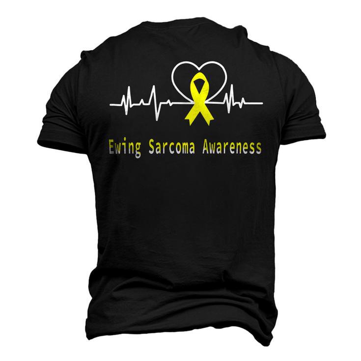 Ewings Sarcoma Awareness Heartbeat  Yellow Ribbon  Ewings Sarcoma  Ewings Sarcoma Awareness Men's 3D Print Graphic Crewneck Short Sleeve T-shirt