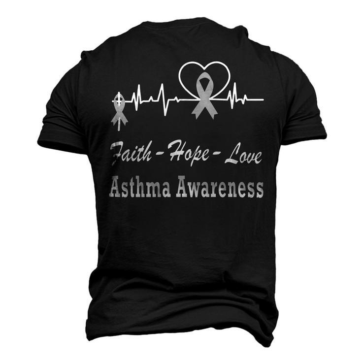 Faith Hope Love Asthma Awareness Heartbeat Christian Cross  Grey Ribbon  Asthma  Asthma Awareness Men's 3D Print Graphic Crewneck Short Sleeve T-shirt